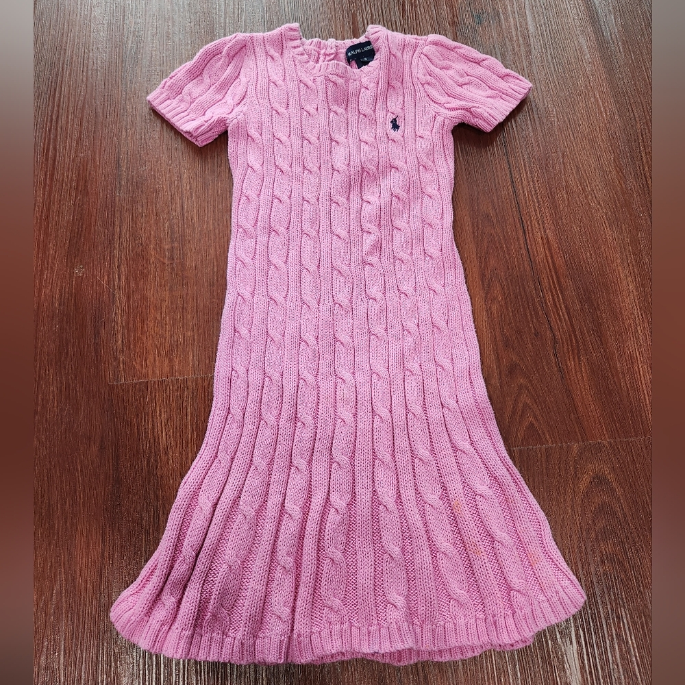 Ralph Lauren Pink Cable Knit Sweater Dress